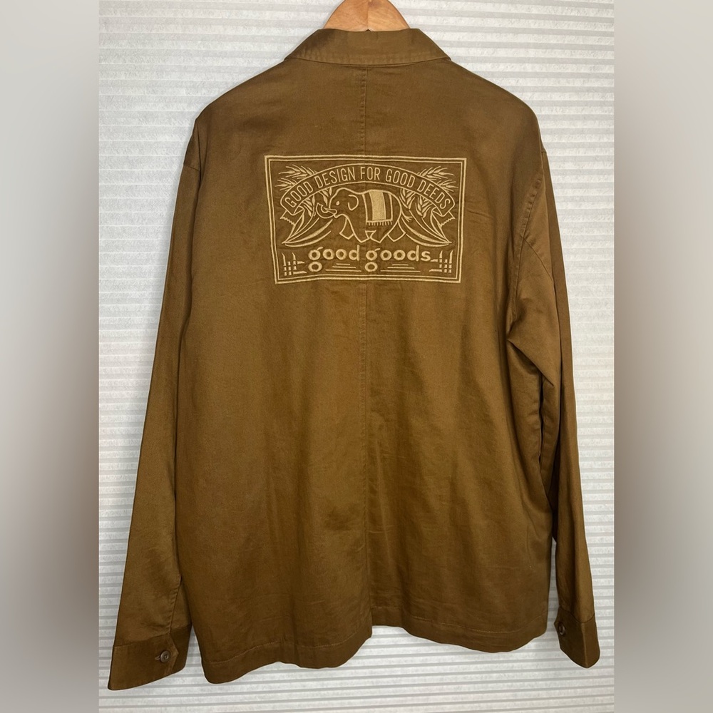 Good Design for Good Deeds Men’s Utility Brown Khaki Jacket Large - Picture 8 of 9